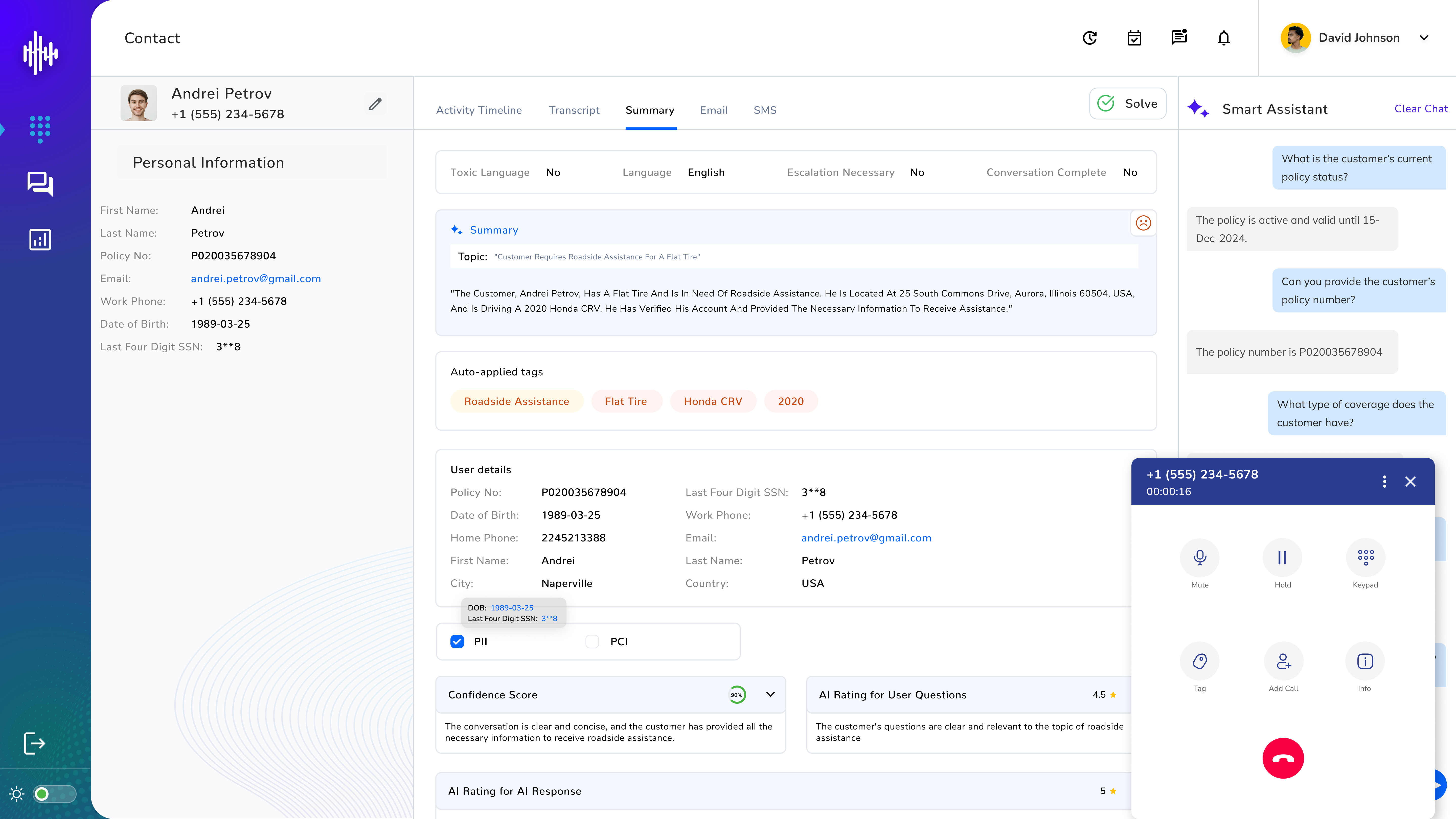 Customer's Details - Dialpad - Calling Screen