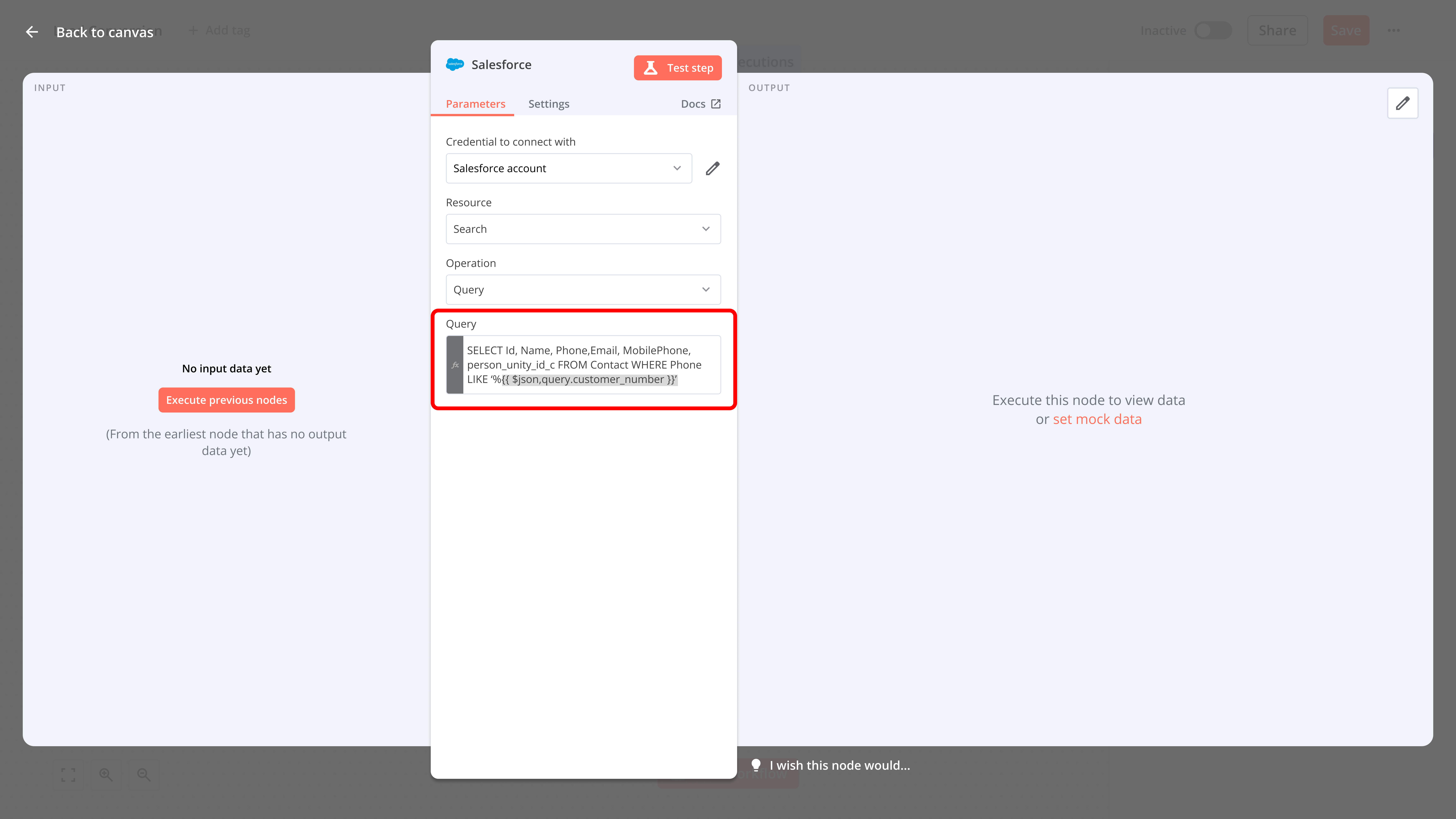 Query Configuration Screen