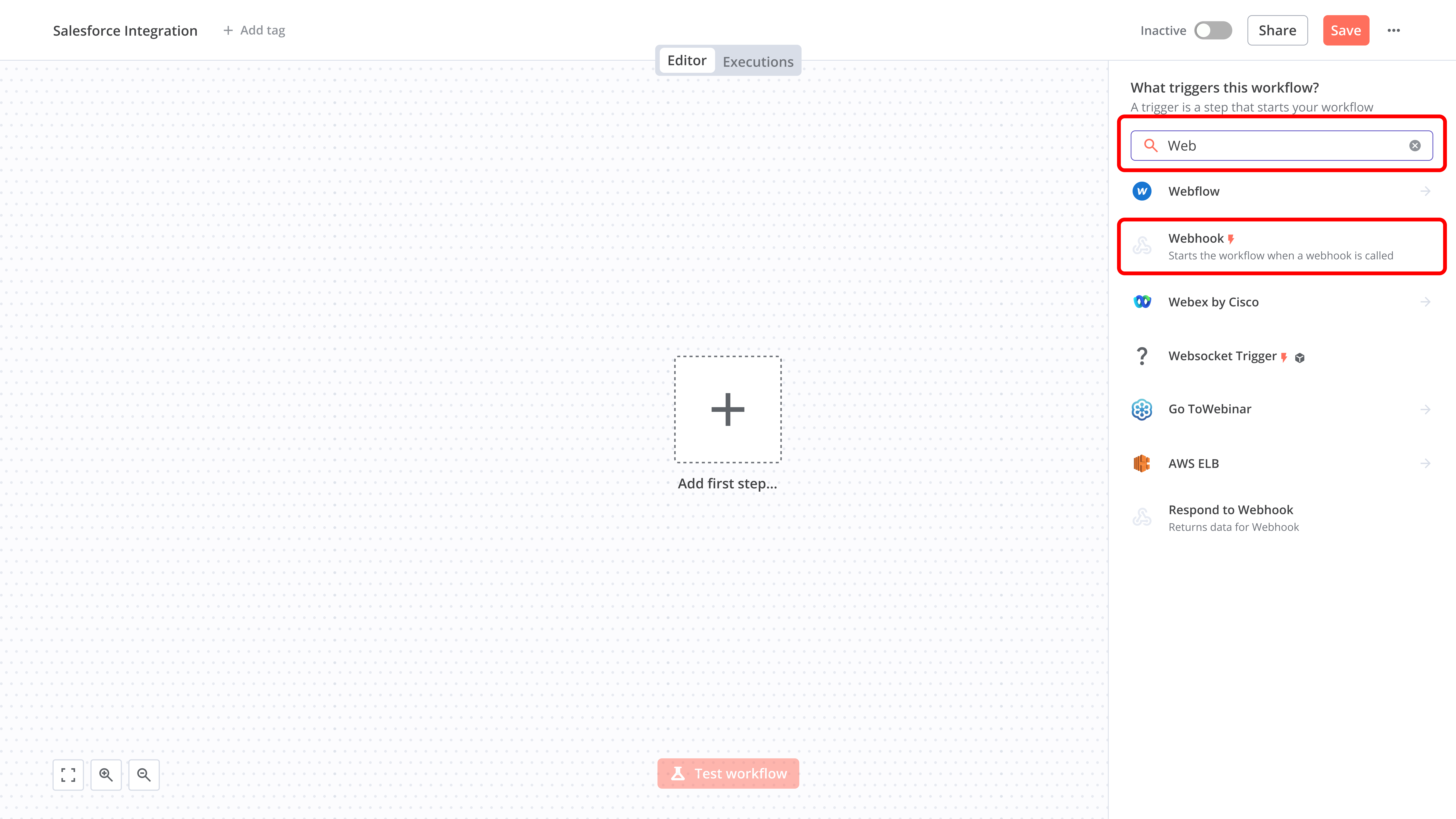 Node Selection Menu