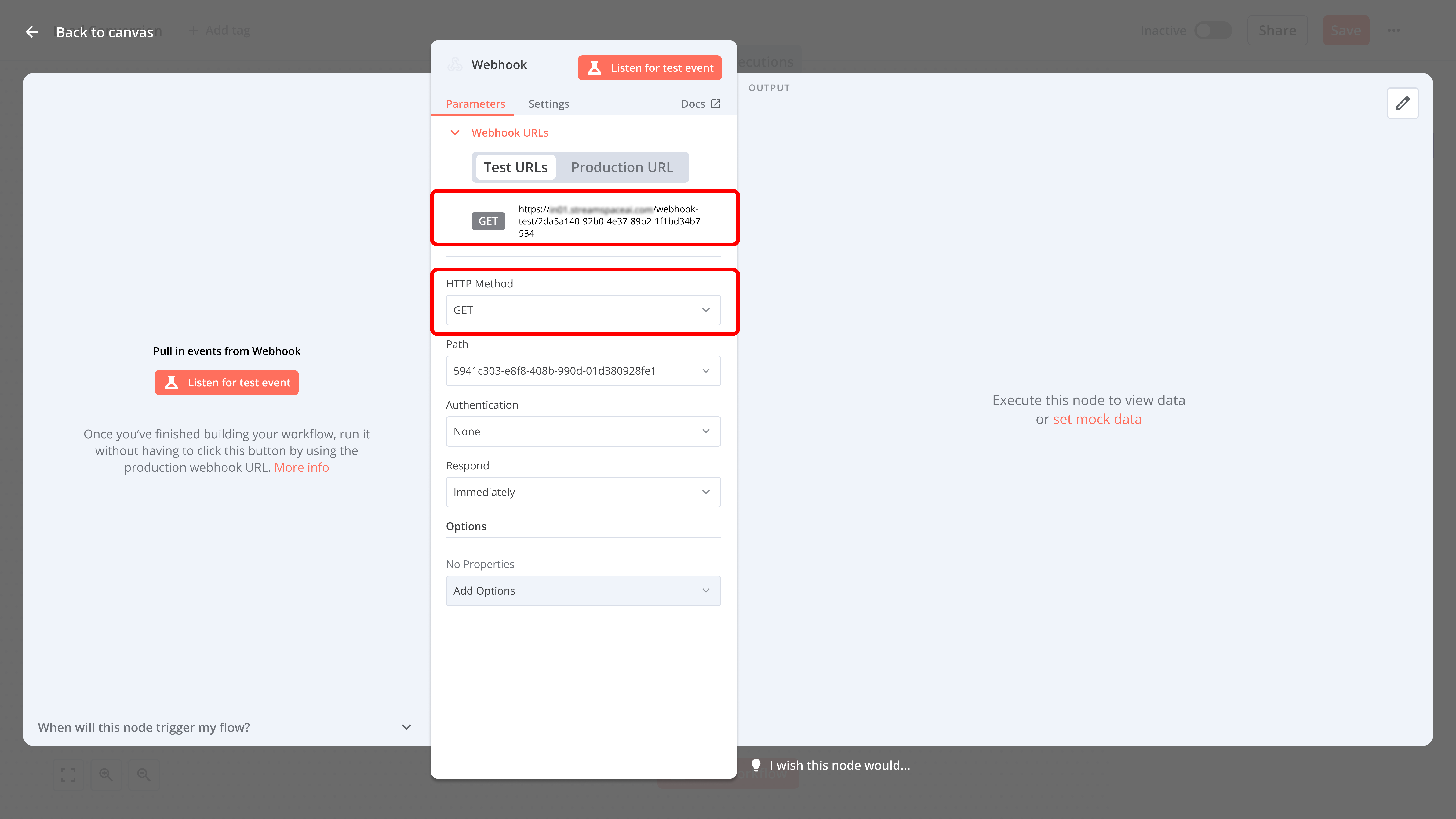 Webhook Configuration Screen